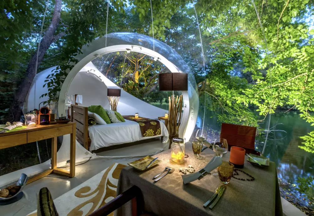 camping in bubble tent